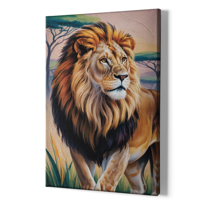 Lion in Tribal Art - Canvas Print Art Sides