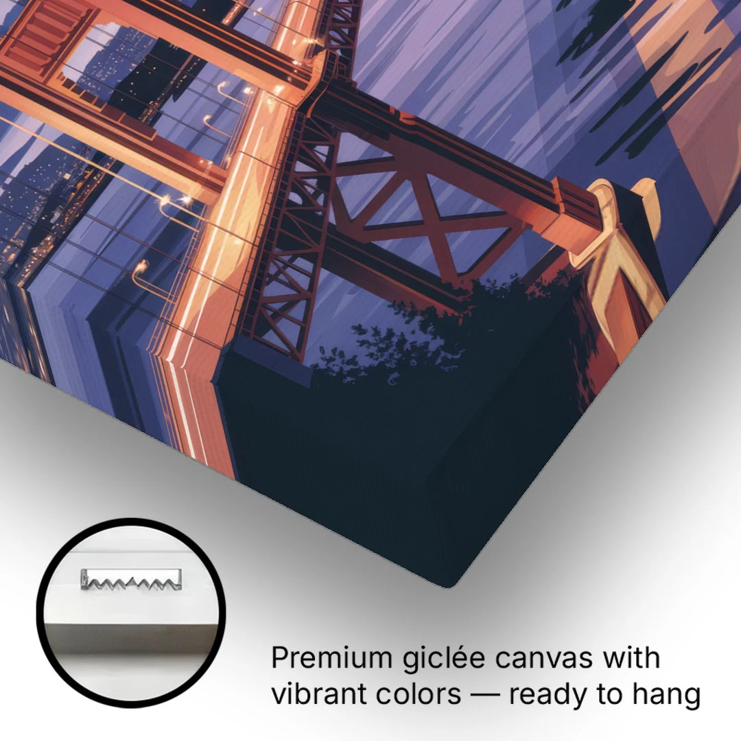 Lions Gate Bridge Twilight - Canvas Wall Art - Gallery Wrap Corner