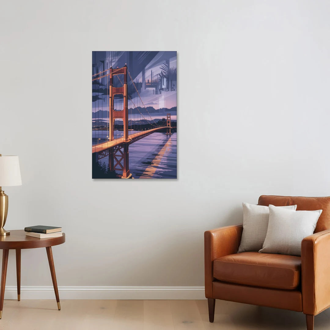 Lions Gate Bridge Twilight - Canvas Wall Art - Sofa - 24x36