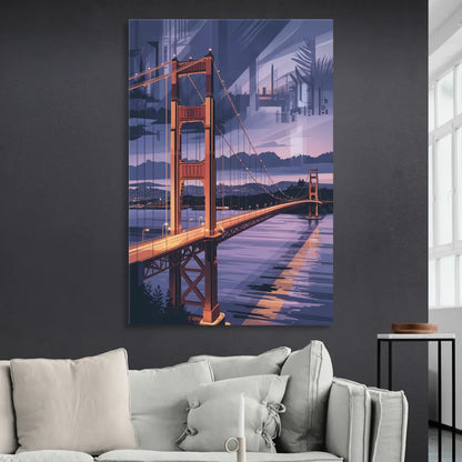Lions Gate Bridge Twilight Sitting Room - Canvas Wall Art