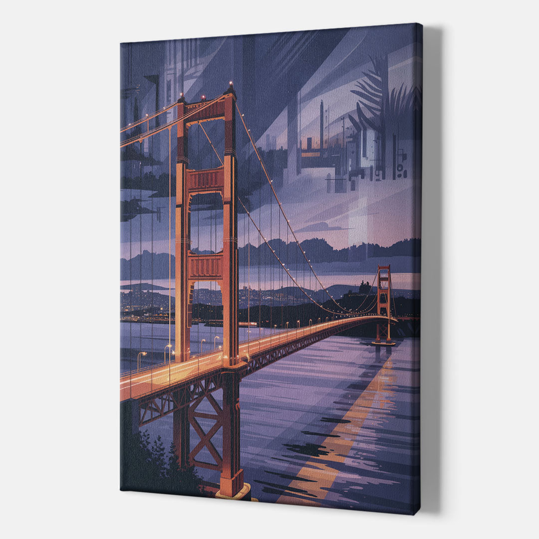 Lions Gate Bridge Twilight - Canvas Print Art Sides