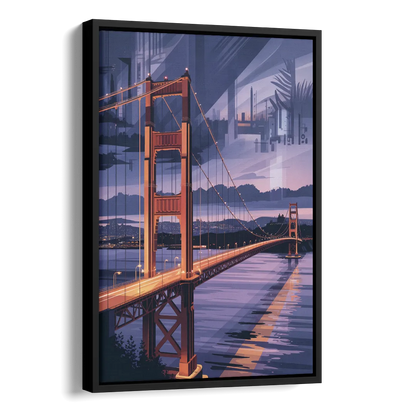 Lions Gate Bridge Twilight Side - Black Canvas Wall Art