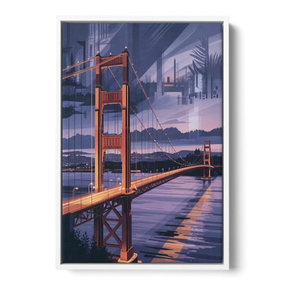 Lions Gate Bridge Twilight Front - White Canvas Wall Art