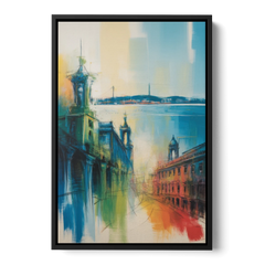 Lisbon Skyline - Black Framed Canvas Wall Art - Front