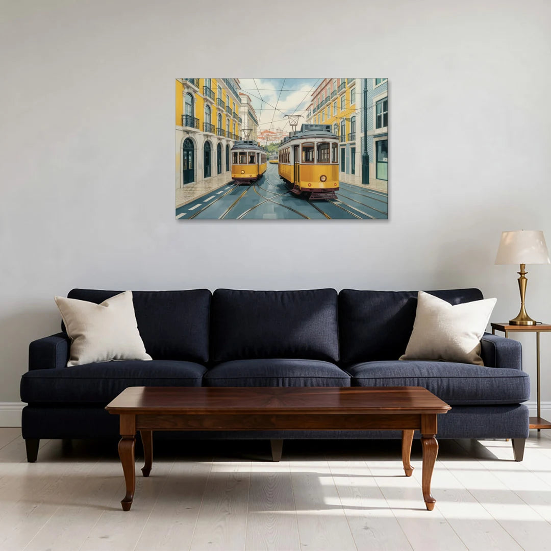 Lisbon Tiles - Canvas Wall Art - Sofa - 36x24