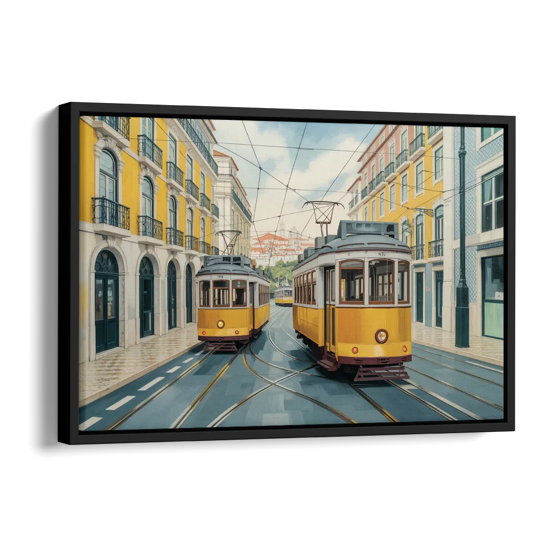 Lisbon Tiles Side - Black Canvas Wall Art