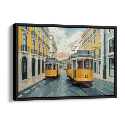 Lisbon Tiles Side - Black Canvas Wall Art