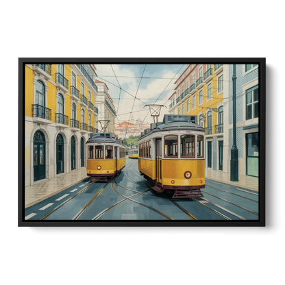 Lisbon Tiles Front - Black Canvas Wall Art