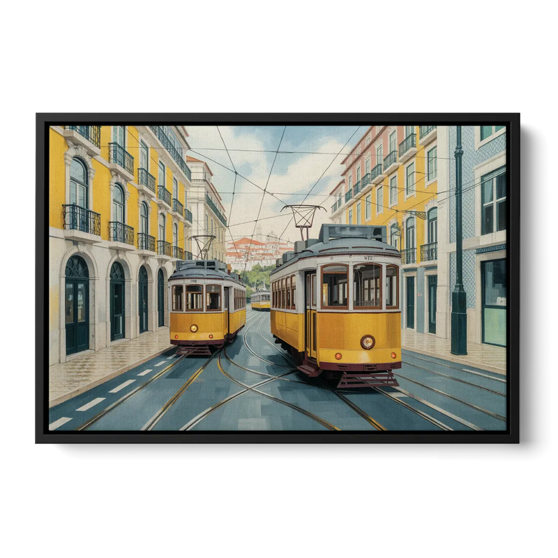 Lisbon Tiles Front - Black Canvas Wall Art