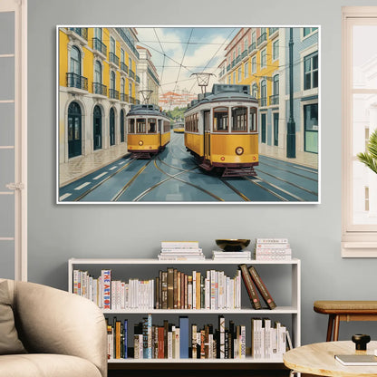 Lisbon Tiles Living Room - White Canvas Wall Art