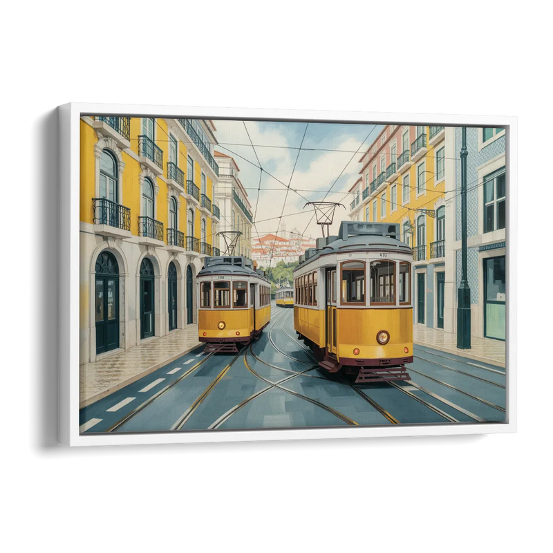 Lisbon Tiles Side - White Canvas Wall Art