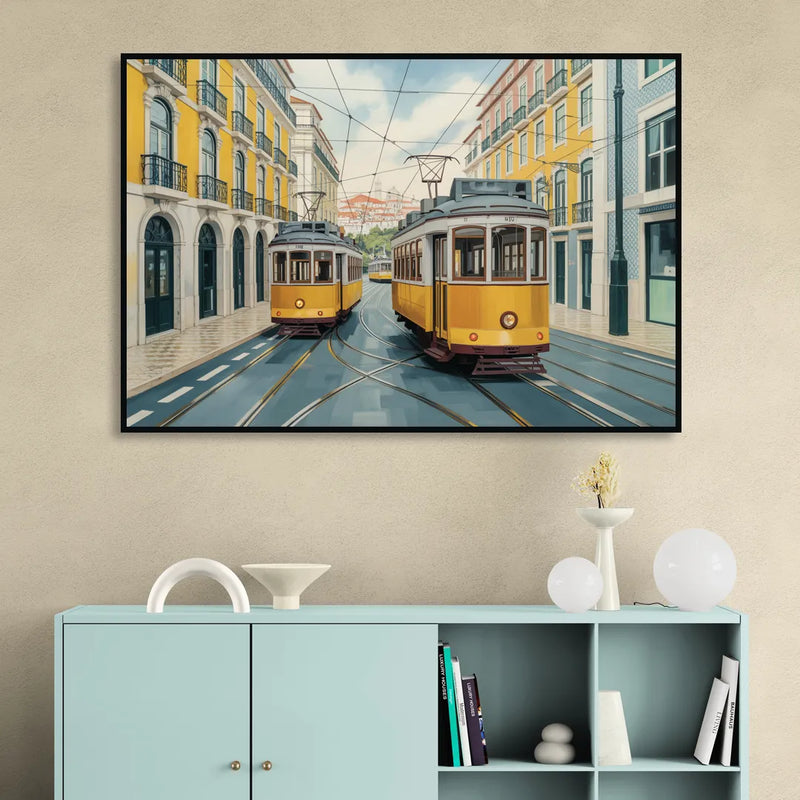 Lisbon Tiles Sitting Room - Black Canvas Wall Art