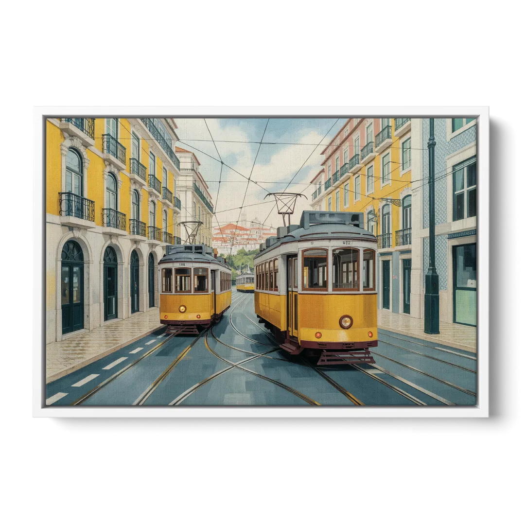 Lisbon Tiles Front - White Canvas Wall Art