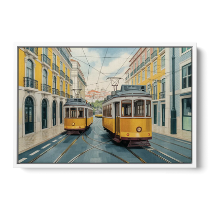 Lisbon Tiles Front - White Canvas Wall Art