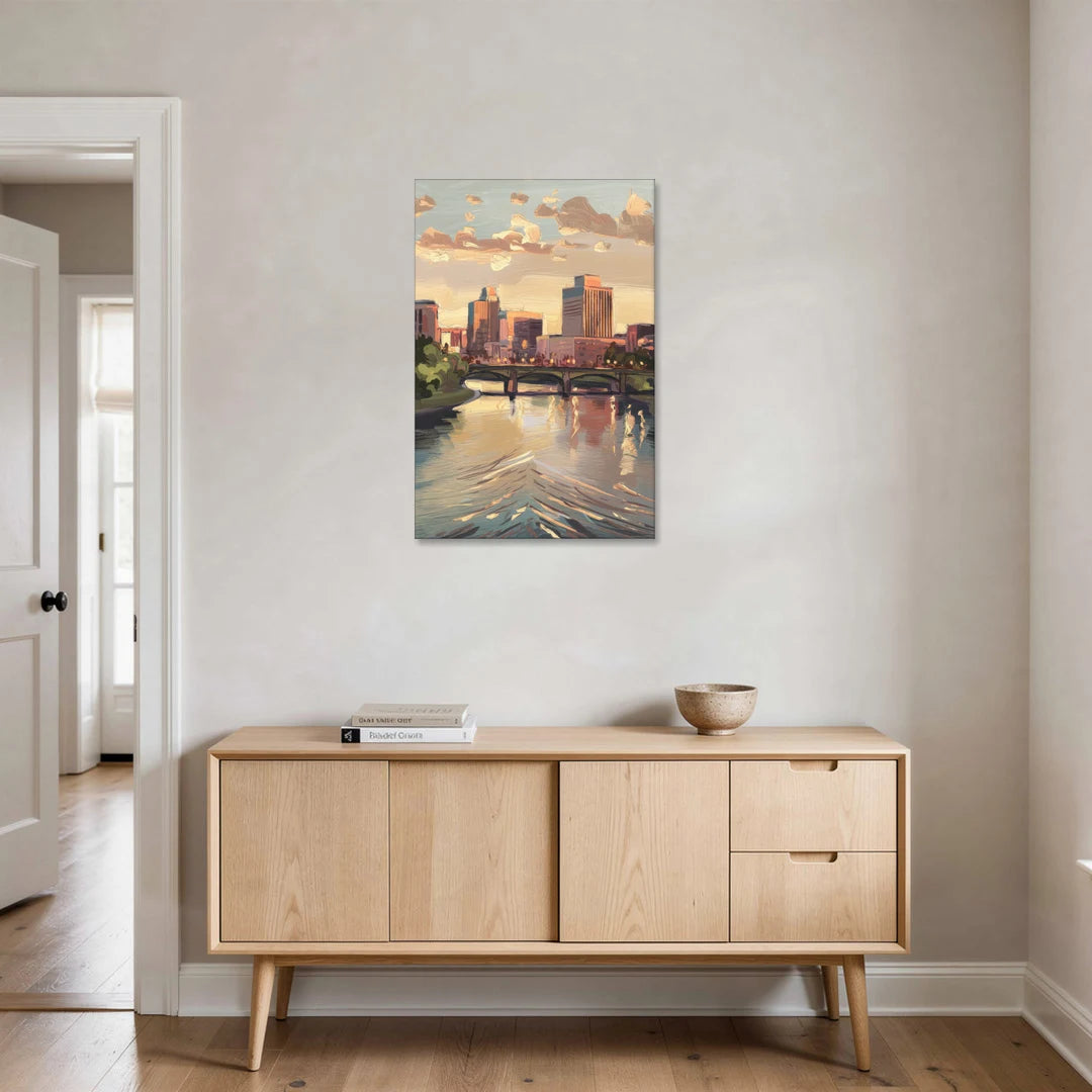 Little Rock Downtown Panorama - Canvas Wall Art - Coffee Table - 24x36