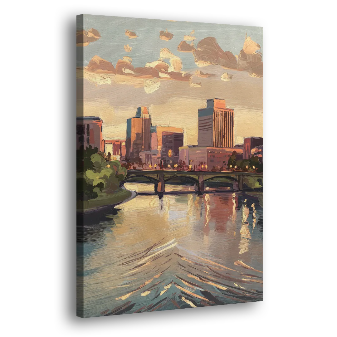 Little Rock Downtown Panorama Side - Canvas Wall Art