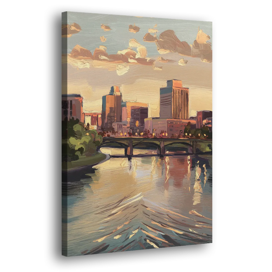 Little Rock Downtown Panorama Side - Canvas Wall Art