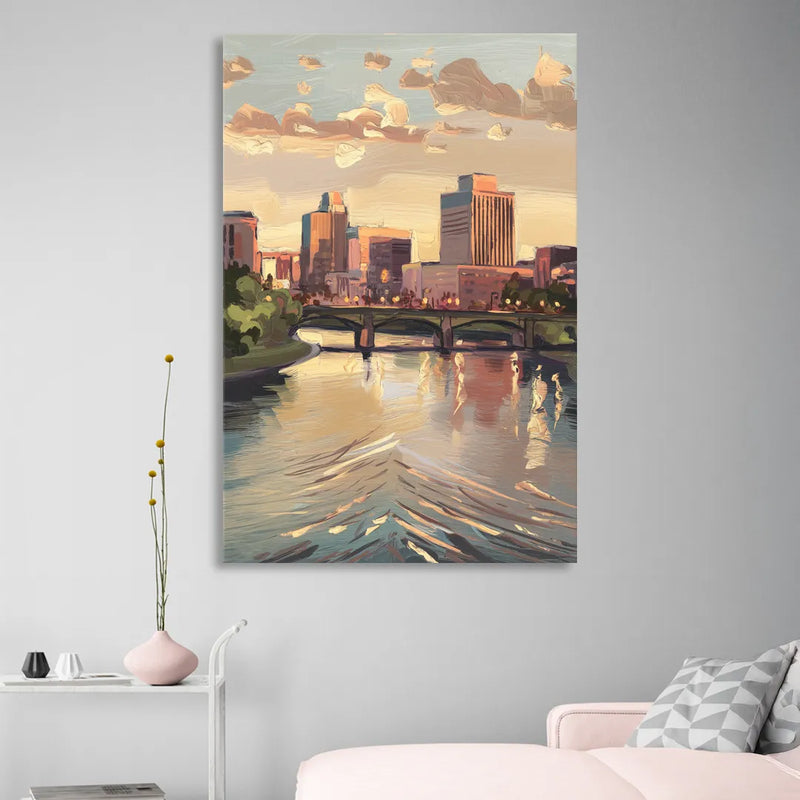 Little Rock Downtown Panorama Sitting Room - Canvas Wall Art