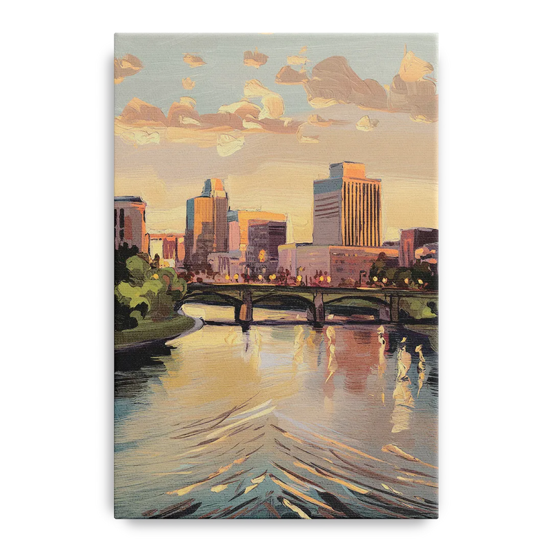 Little Rock Downtown Panorama Front - Canvas Wall Art