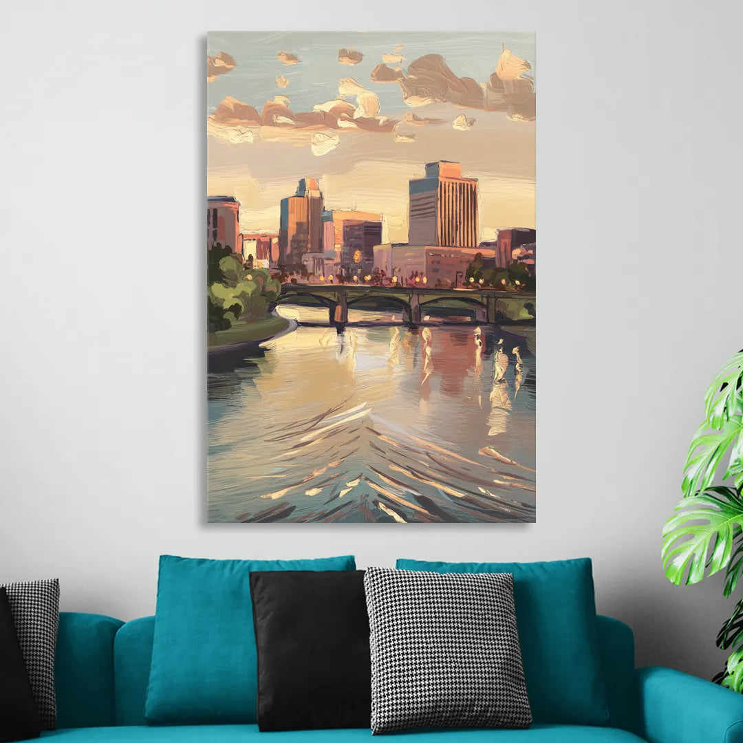 Little Rock Downtown Panorama Living Room - Canvas Wall Art