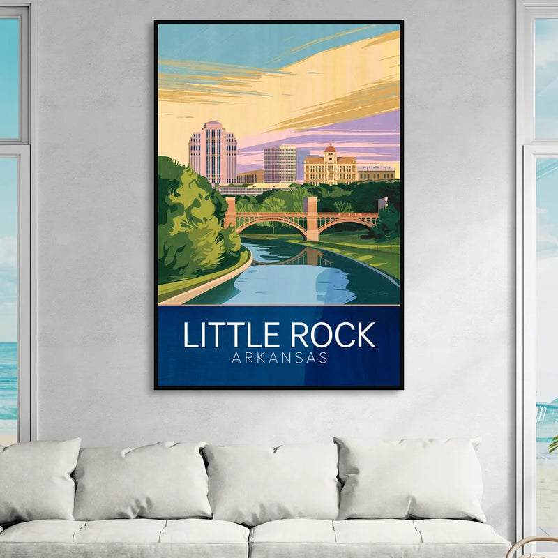 Little Rock Historic Landmarks Living Room - Black Canvas Wall Art