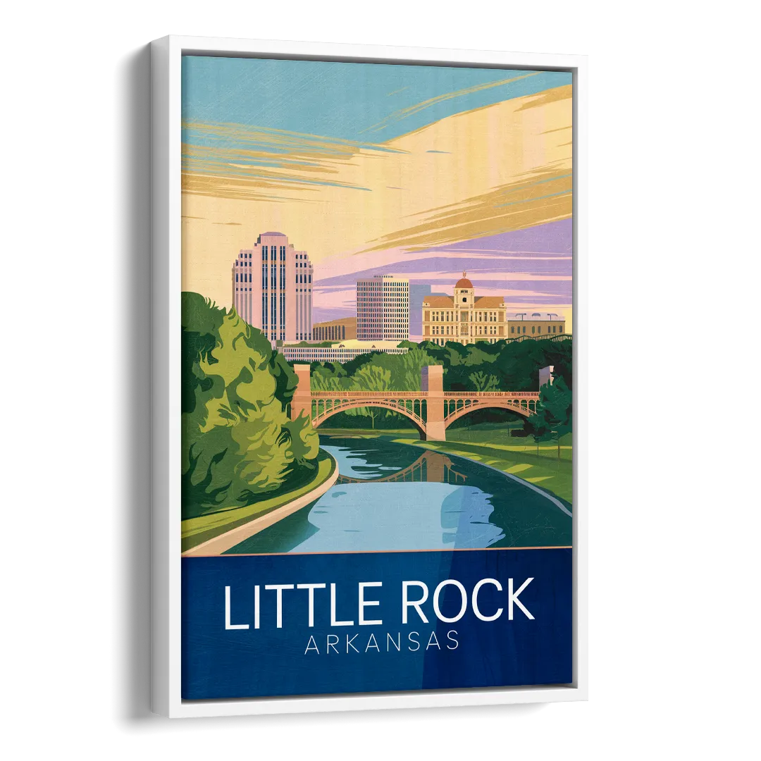 Little Rock Historic Landmarks Side - White Canvas Wall Art