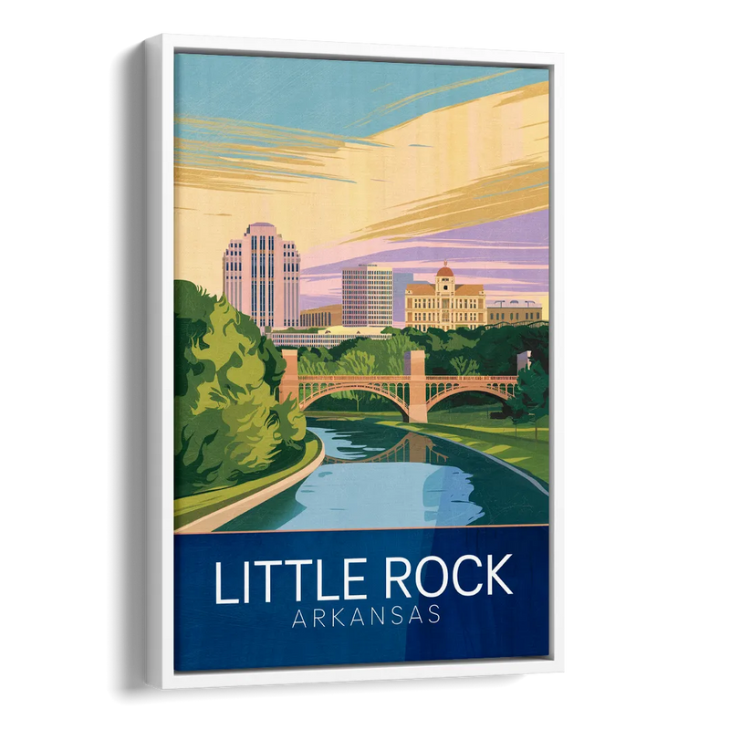 Little Rock Historic Landmarks Side - White Canvas Wall Art