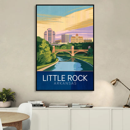 Little Rock Historic Landmarks Sitting Room - Black Canvas Wall Art