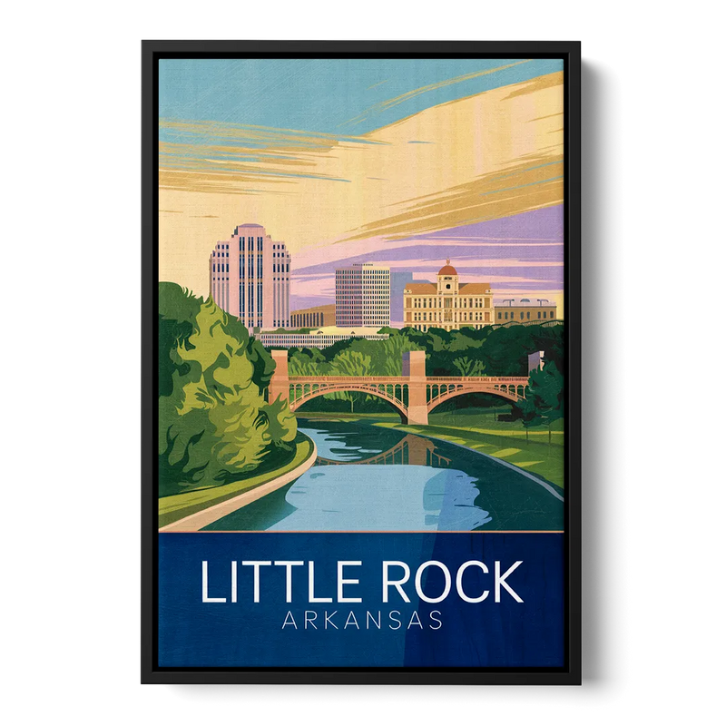 Little Rock Historic Landmarks Front - Black Canvas Wall Art