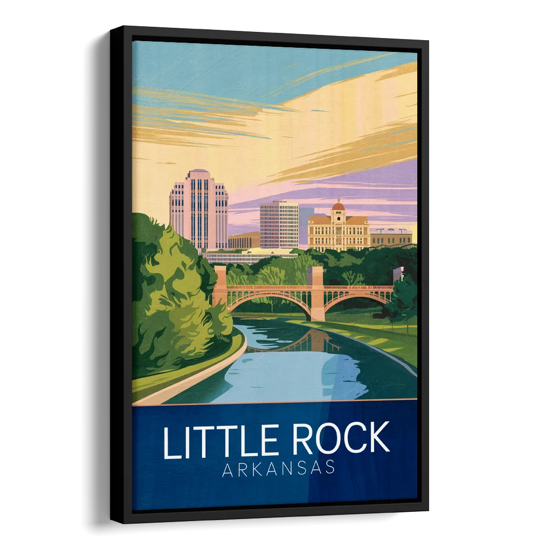 Little Rock Historic Landmarks Side - Black Canvas Wall Art