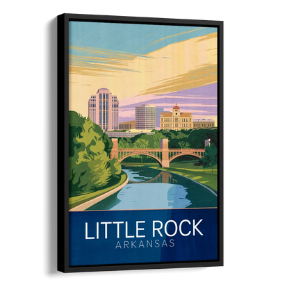 Little Rock Historic Landmarks Side - Black Canvas Wall Art