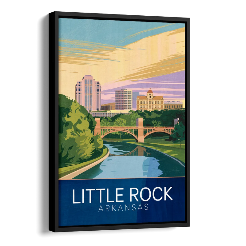 Little Rock Historic Landmarks Side - Black Canvas Wall Art