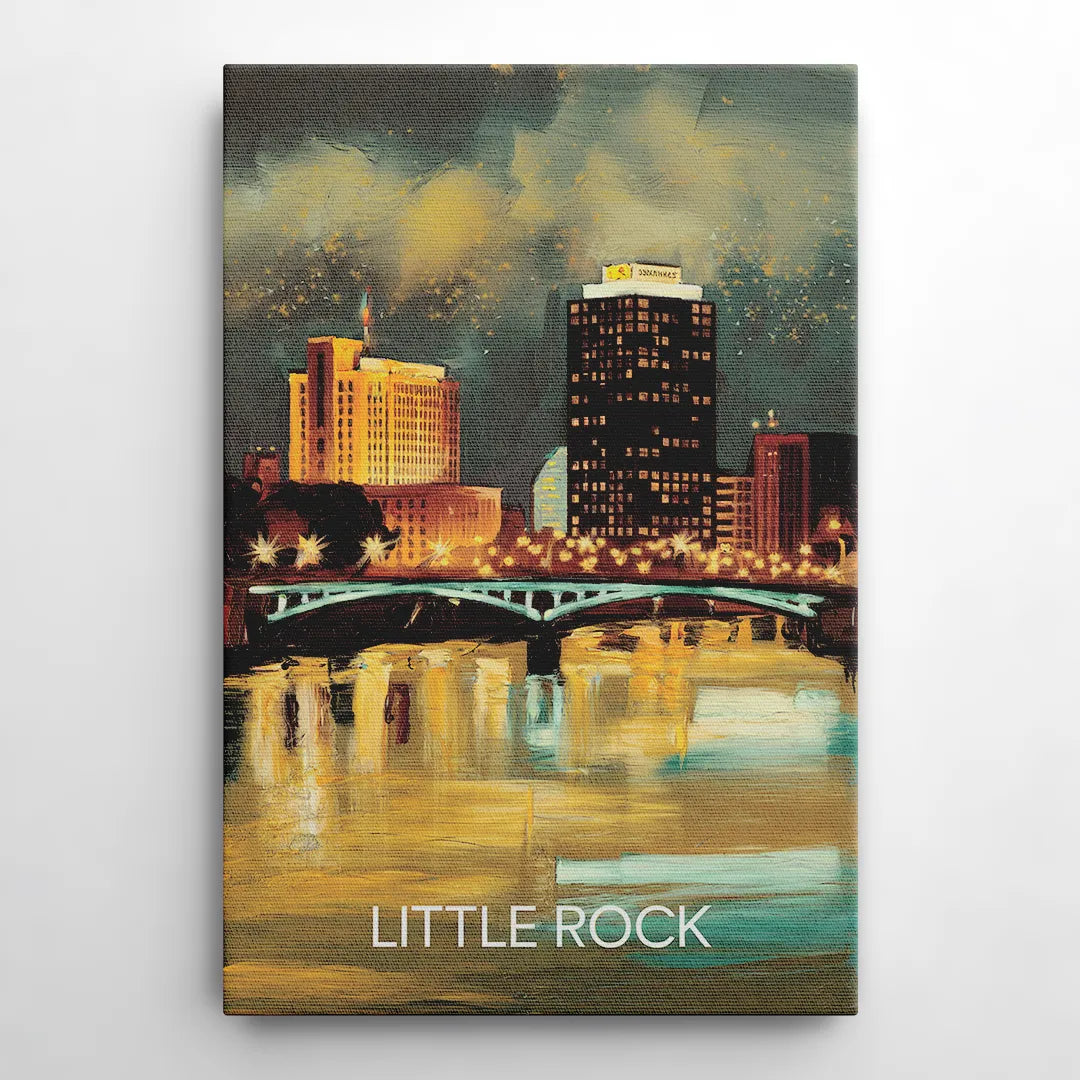Little Rock Nighttime Skyline - Canvas Wall Art