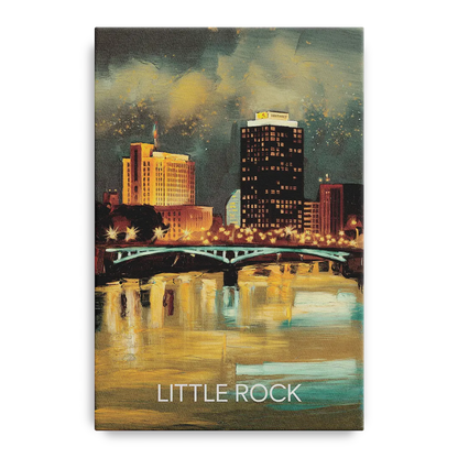 Little Rock Nighttime Skyline Front - Canvas Wall Art