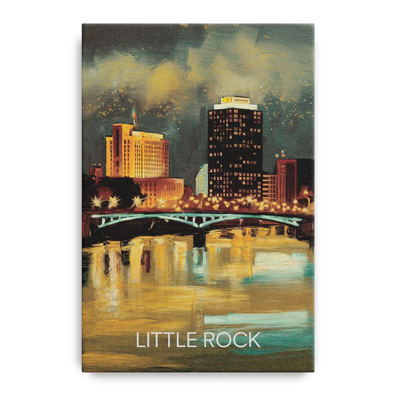 Little Rock Nighttime Skyline Front - Canvas Wall Art