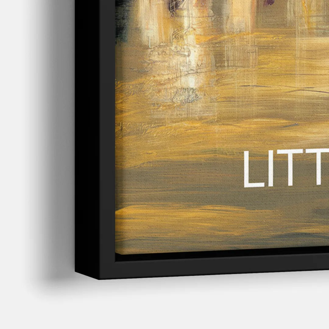 Little Rock Nighttime Skyline - Close-Up Black Frame Canvas