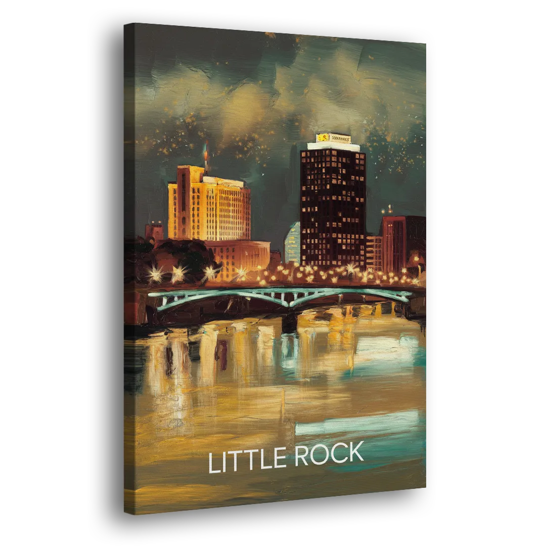 Little Rock Nighttime Skyline Side - Canvas Wall Art