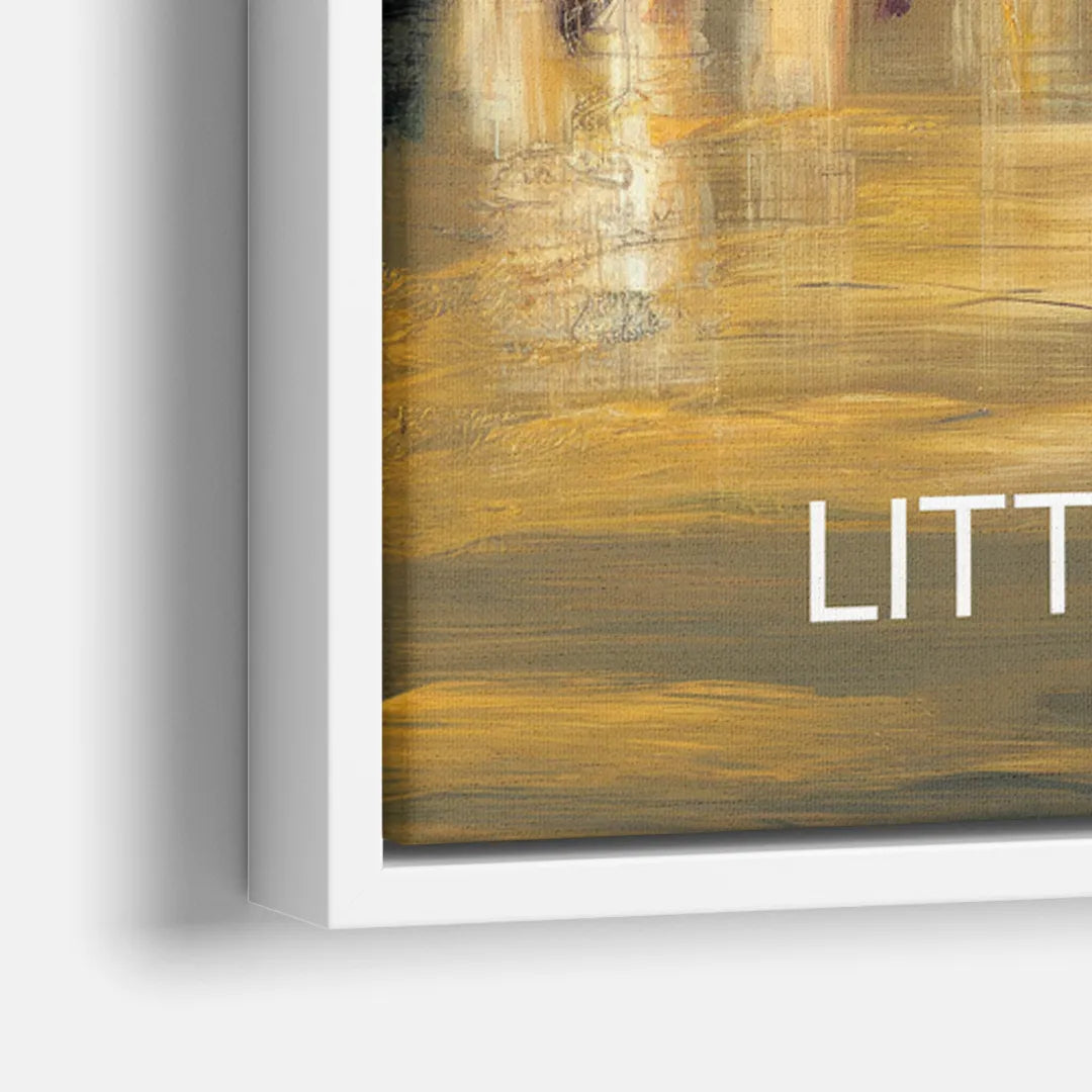 Little Rock Nighttime Skyline - Close-Up White Frame Canvas