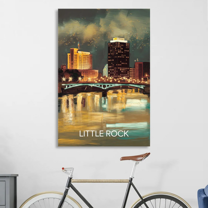 Little Rock Nighttime Skyline Sitting Room - Canvas Wall Art