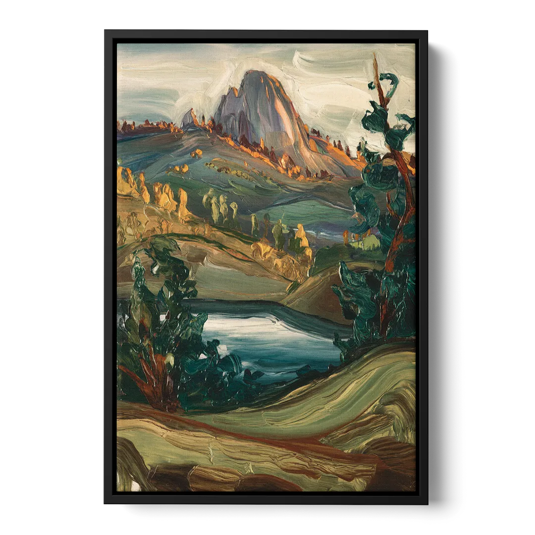 Little Rock Pinnacle Mountain Front - Black Canvas Wall Art