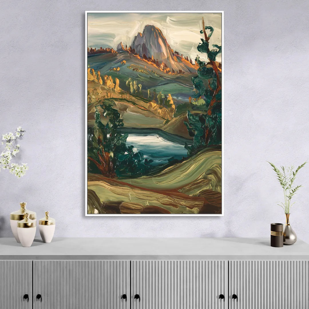 Little Rock Pinnacle Mountain Sitting Room - White Canvas Wall Art