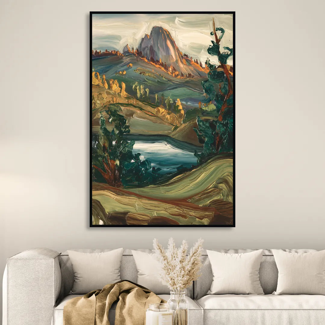 Little Rock Pinnacle Mountain Sitting Room - Black Canvas Wall Art
