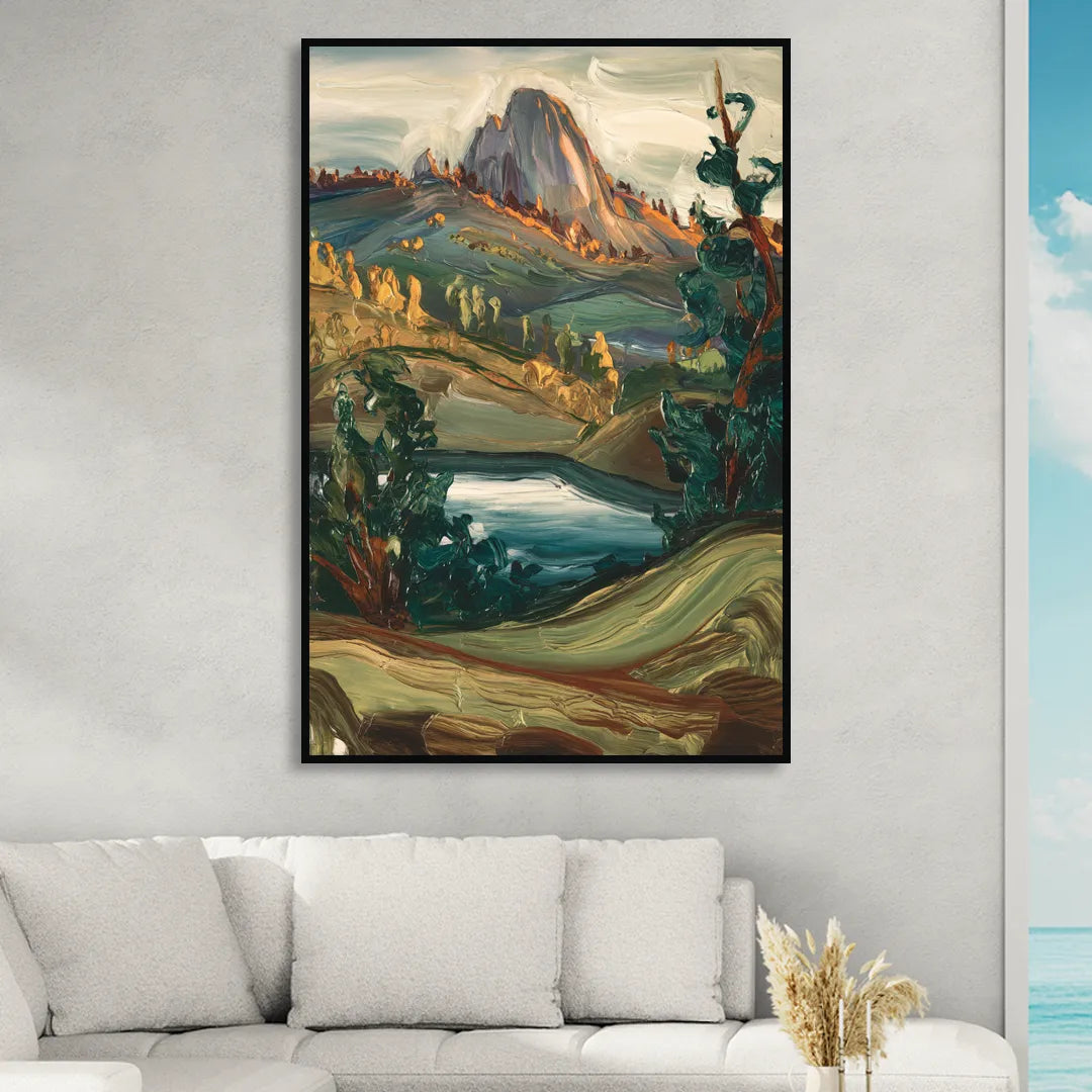 Little Rock Pinnacle Mountain Living Room - Black Canvas Wall Art
