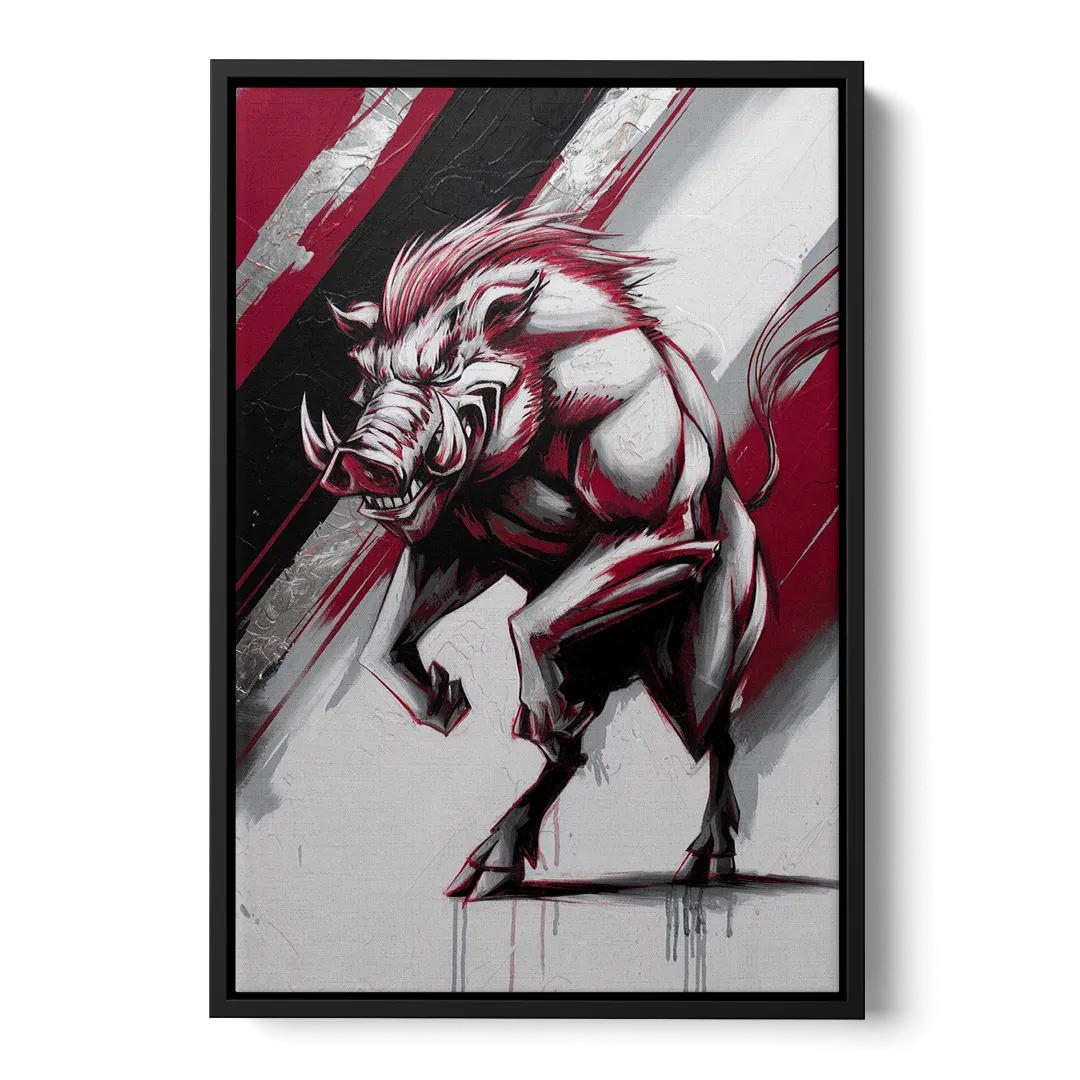 Little Rock Razorbacks Tribute Front - Black Canvas Wall Art