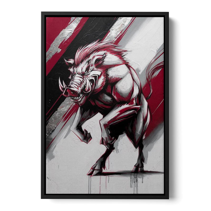 Little Rock Razorbacks Tribute Front - Black Canvas Wall Art