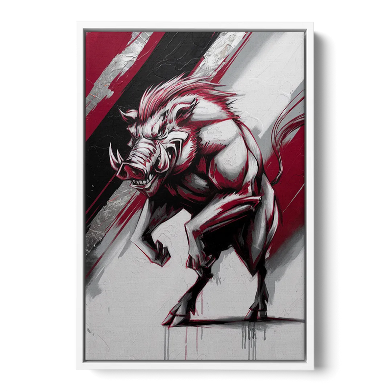 Little Rock Razorbacks Tribute Front - White Canvas Wall Art