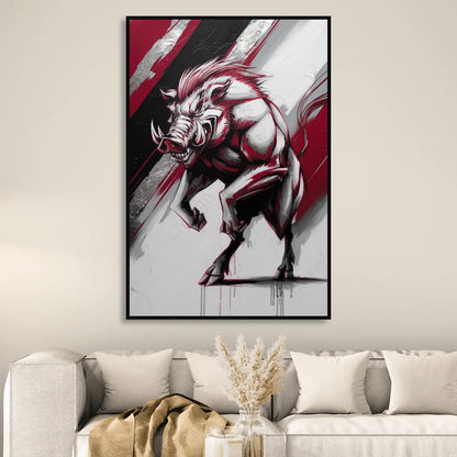 Little Rock Razorbacks Tribute Living Room - Black Canvas Wall Art