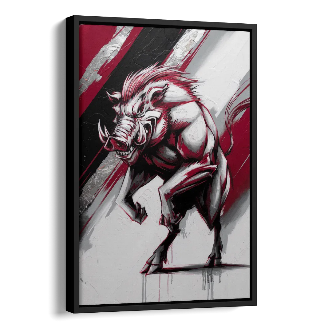 Little Rock Razorbacks Tribute Side - Black Canvas Wall Art