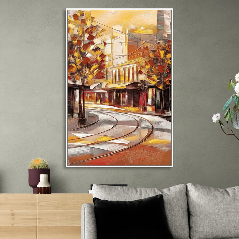 Little Rock River Market View Living Room - White Canvas Wall Art