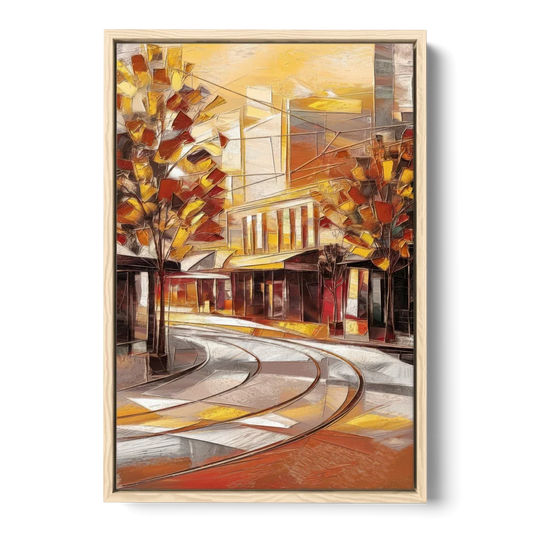 Little Rock River Market View - Oak Framed Canvas Wall Art - Front